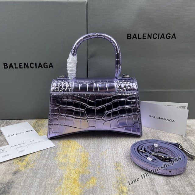 Balenciaga專櫃爆款新色xs號鱷魚紋Hourglass沙漏包 巴黎世家頂級原單手提肩背包 款號：8896 fyj1240